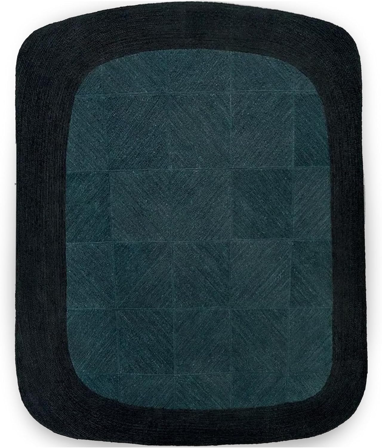 Rectangular Area Rug - 10x18 Feet Hand Woven Jute Rug Thick 0.27" Solid Blue & Black Border Rugs for Dining Room Farmhouse Design Outdoor Decorative Floor Carpet