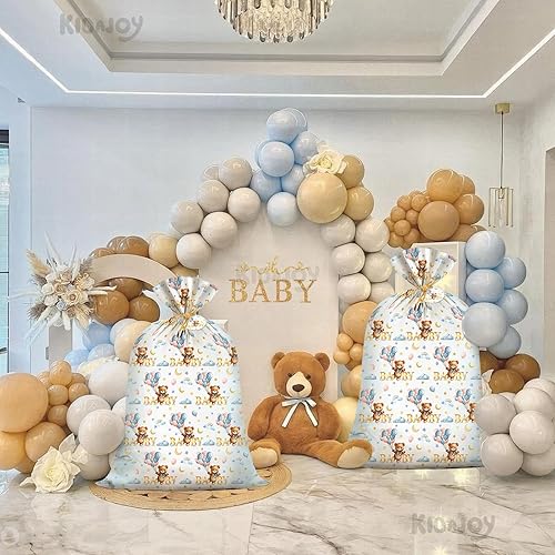 Miniatura 6 de KIDAJOY Bolsas de regalo extra grandes de oso de peluche, baby shower, Jumbo We Can Bearly Wait, bolsa de regalo de plástico para niñas y niños