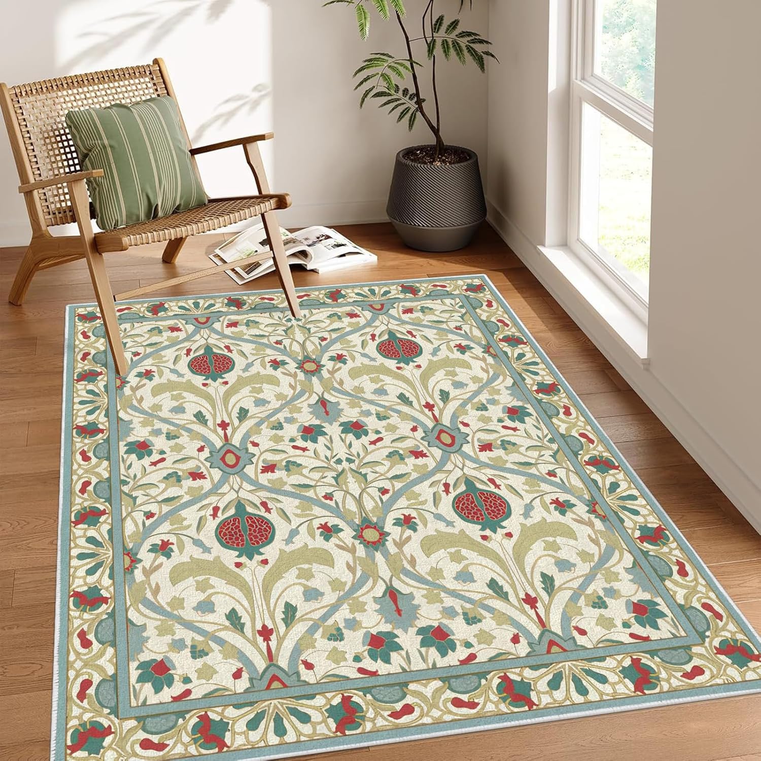 Country 5x7 Rug - Vintage Rug 2x3 - Prints Area Rug for Living Room Bedroom, Country Carpet, Washable & Non Slip & Soft Small Entrance Rugs for Women Teens - JI8