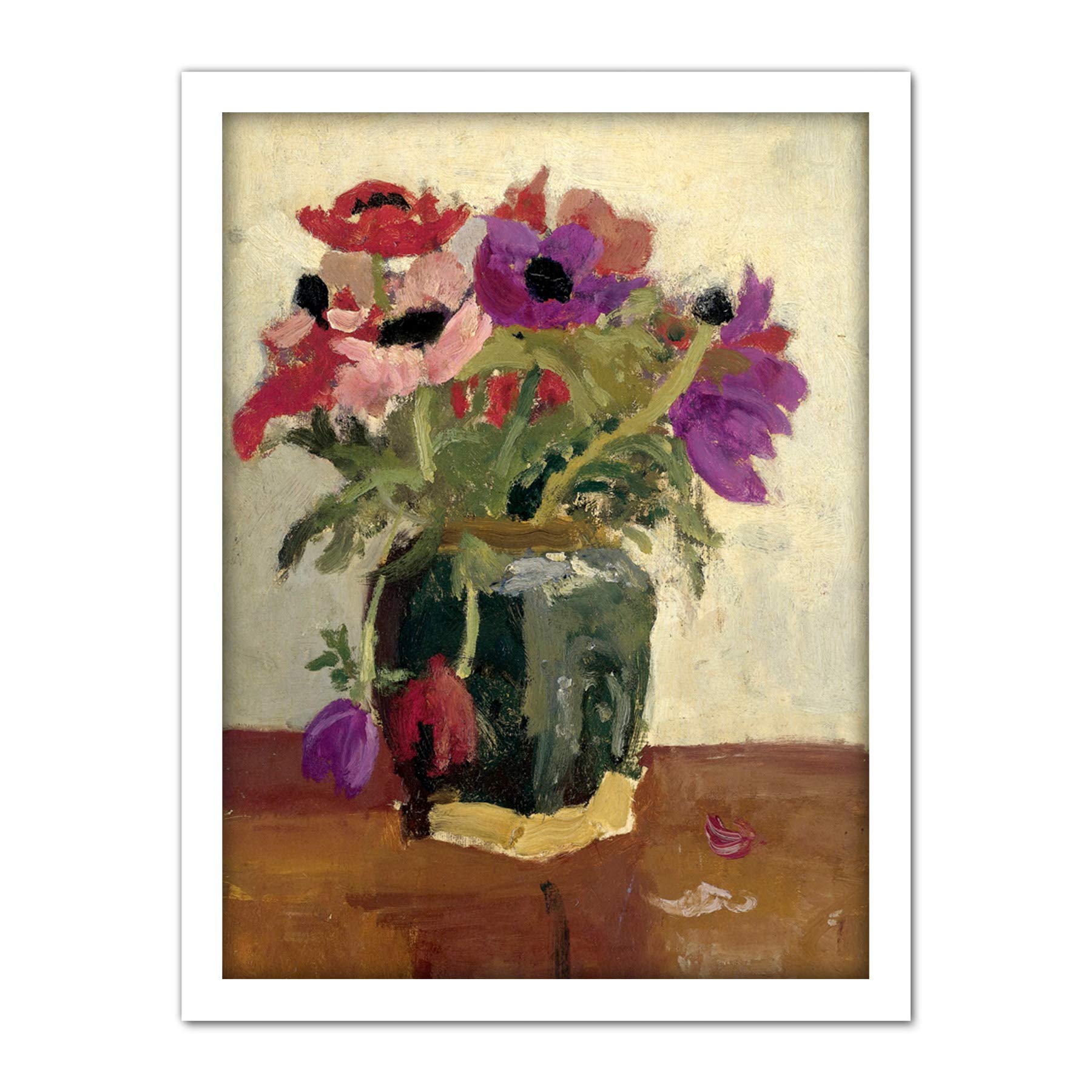 Artery8 Breitner Ginger Pot With Anemones Painting Artwork Framed Wall Art Print 18X24 Inch