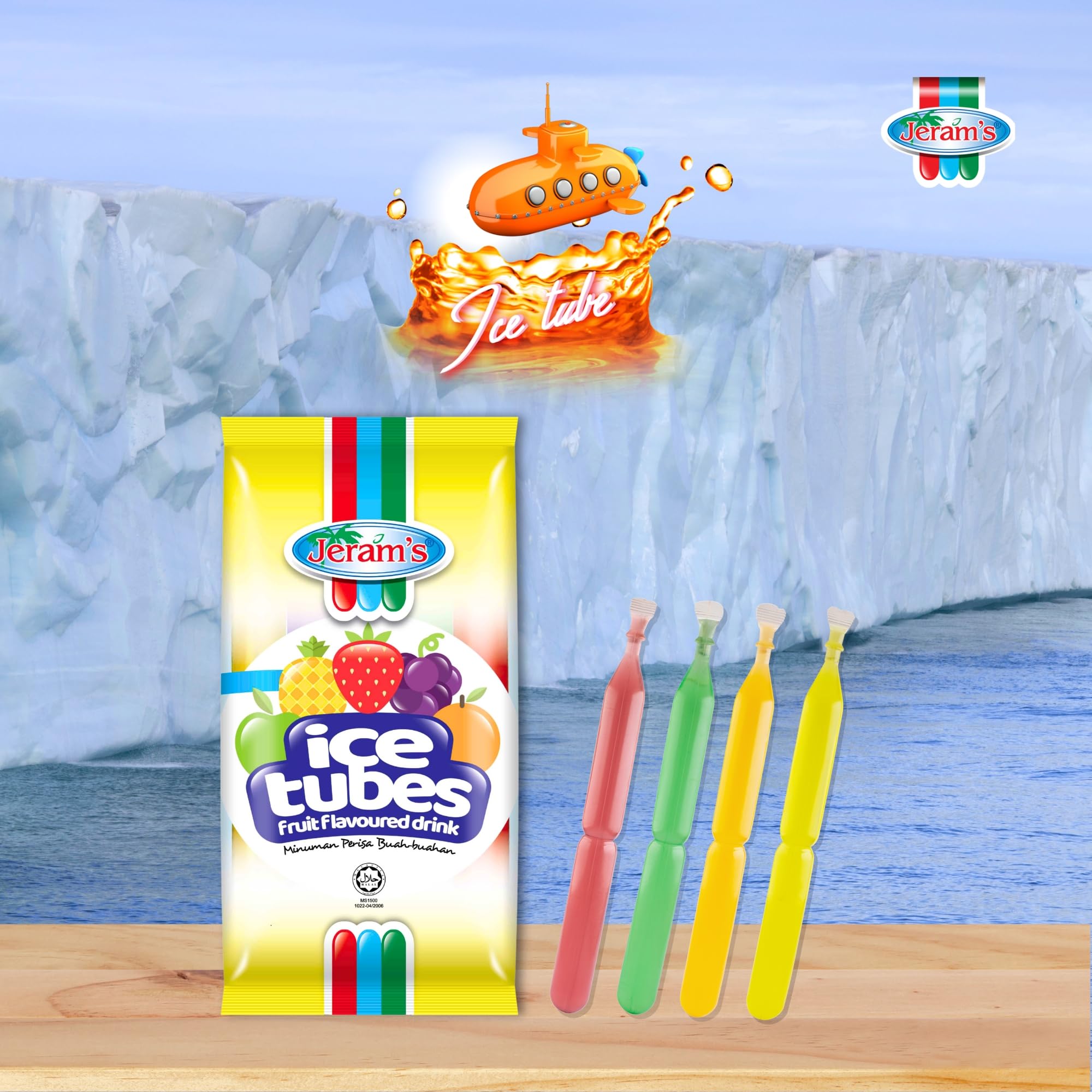 Jeram's Fruit Flavoured Ice Tubes | 10pcs x 75ml (750ml) | Assorted Flavours - Green Apple, Pineapple, Strawberry, Orange & Grape | Freeze & Enjoy as Ice Pop | Ready-to-Eat | Imported from Malaysia - Image 4 thumbnail
