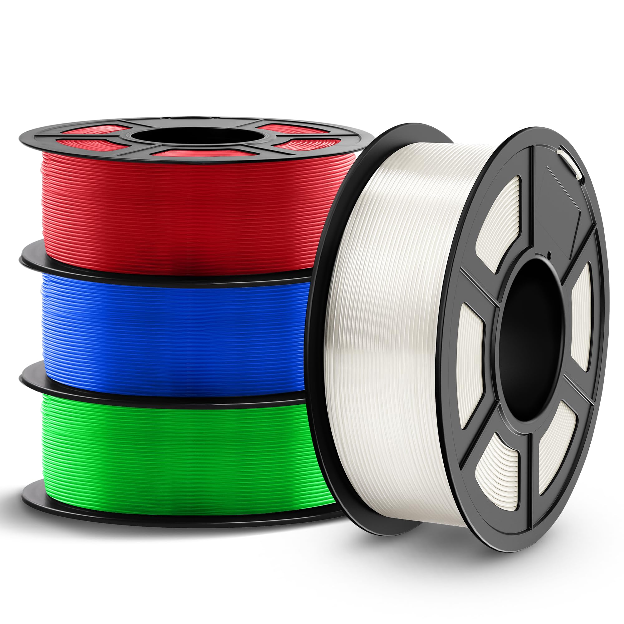 TECBEARS PETG Filament 1.75mm 4KG, 3D Printer Filament Bundle PETG, 4 * 1KG(1320M) Filament High Precision, Dimensional Accuracy ±0.02mm,Transparent