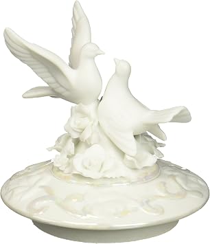 ATD 30644 3.75" Two White Doves and Heart Cut Out Jar Topper, 4 1/4" D x 3 3/4" H
