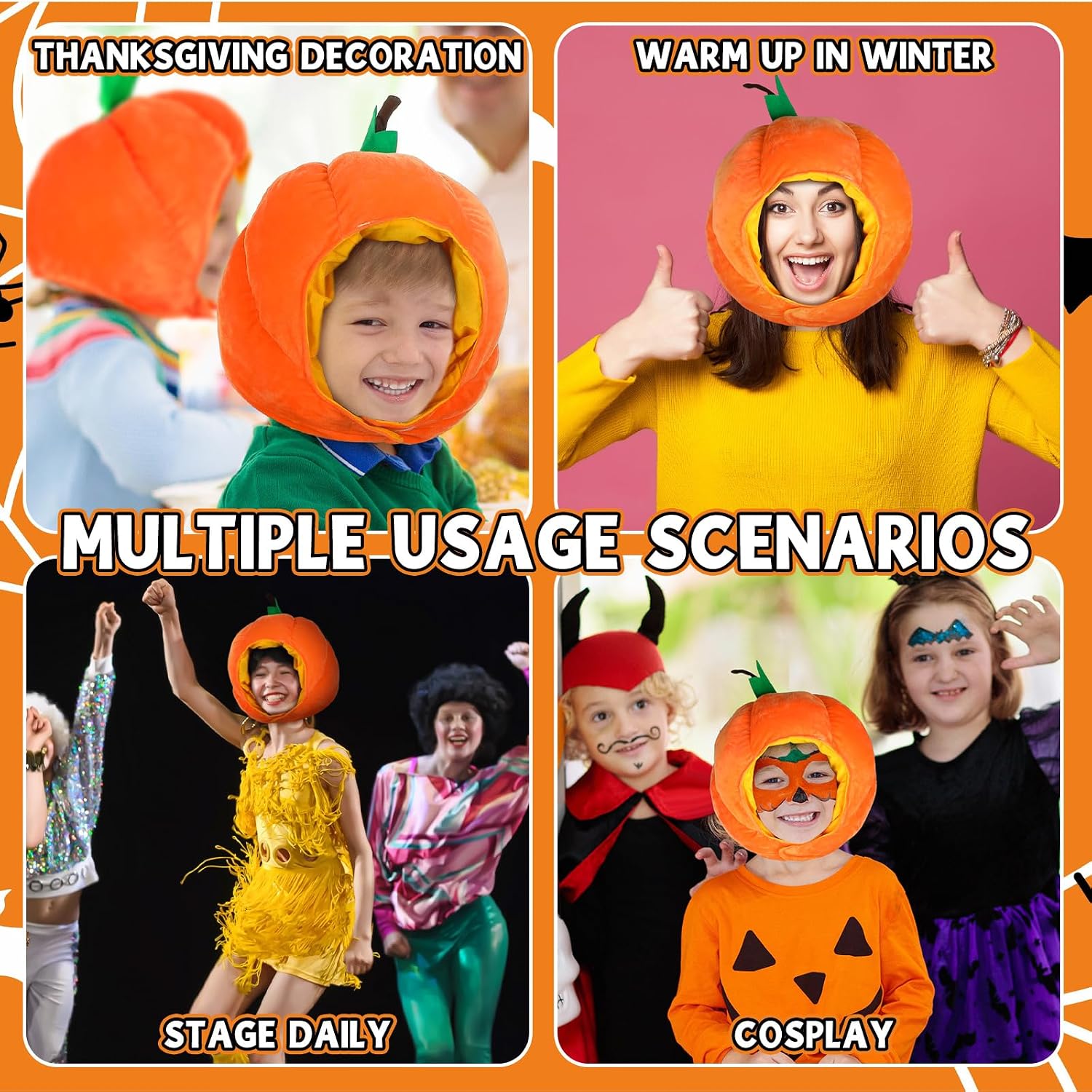 Therwen 2Pcs Pumpkin/Carrot/Pickle Funny Vegetable Hat Costume
