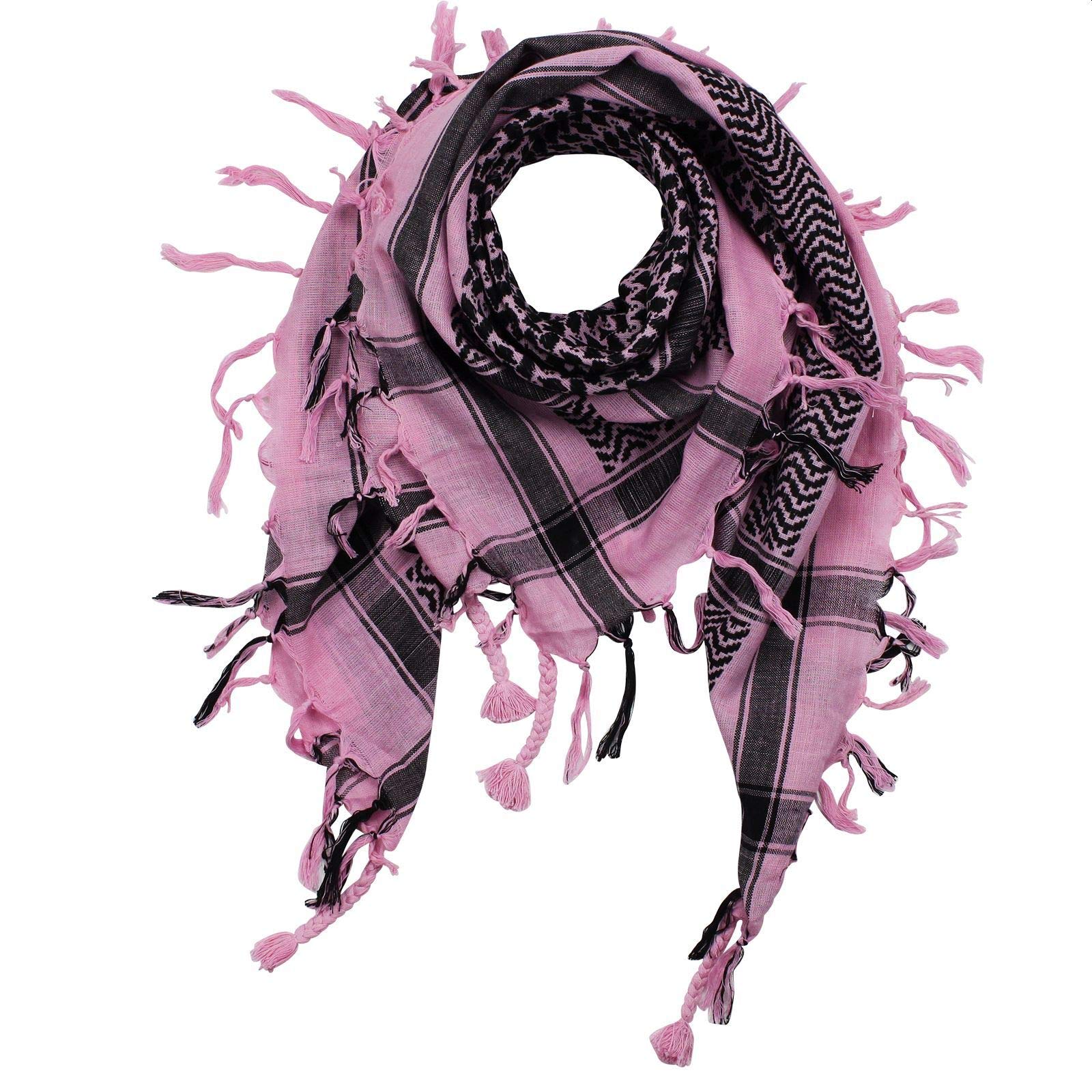 Freak Scene Pink - Black Kufiya - 40X40 Inch - Shemagh - Arafat Scarf Palestinian Plo Pali-Scarf - 100% Cotton