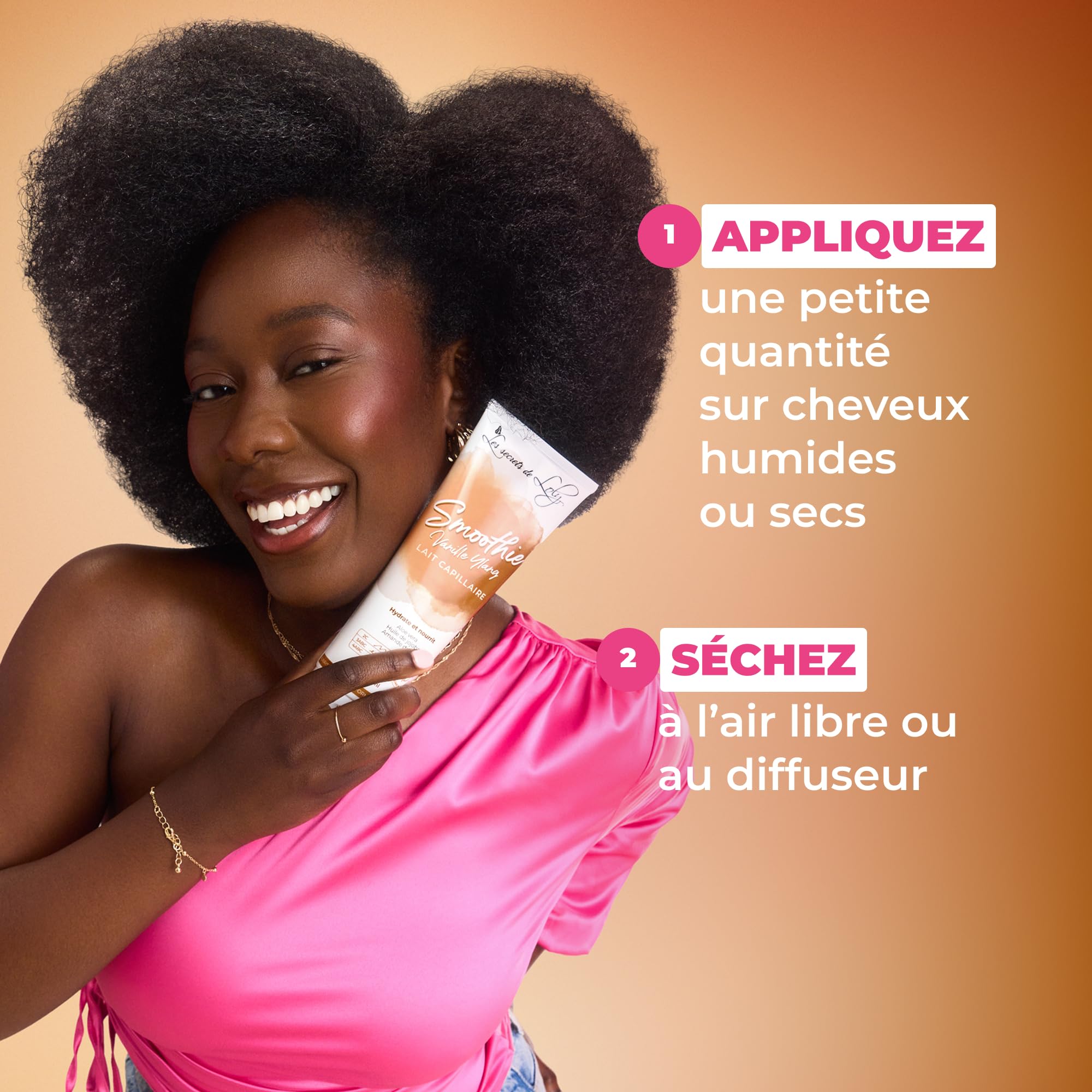 Les Secrets de Loly – Smoothie Vanille Ylang – Lait capillaire sans rinçage Nourrissant & définition – Cheveux bouclés, frisés, crépus, denses – +97% d'origine naturelle – 250 ml