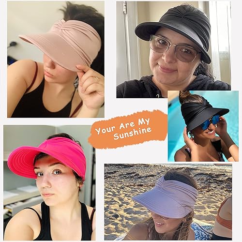 Miniatura 7 de Sombrero de visera para mujer, ala ancha, viseras de verano, protección UV, plegable, gorra de playa
