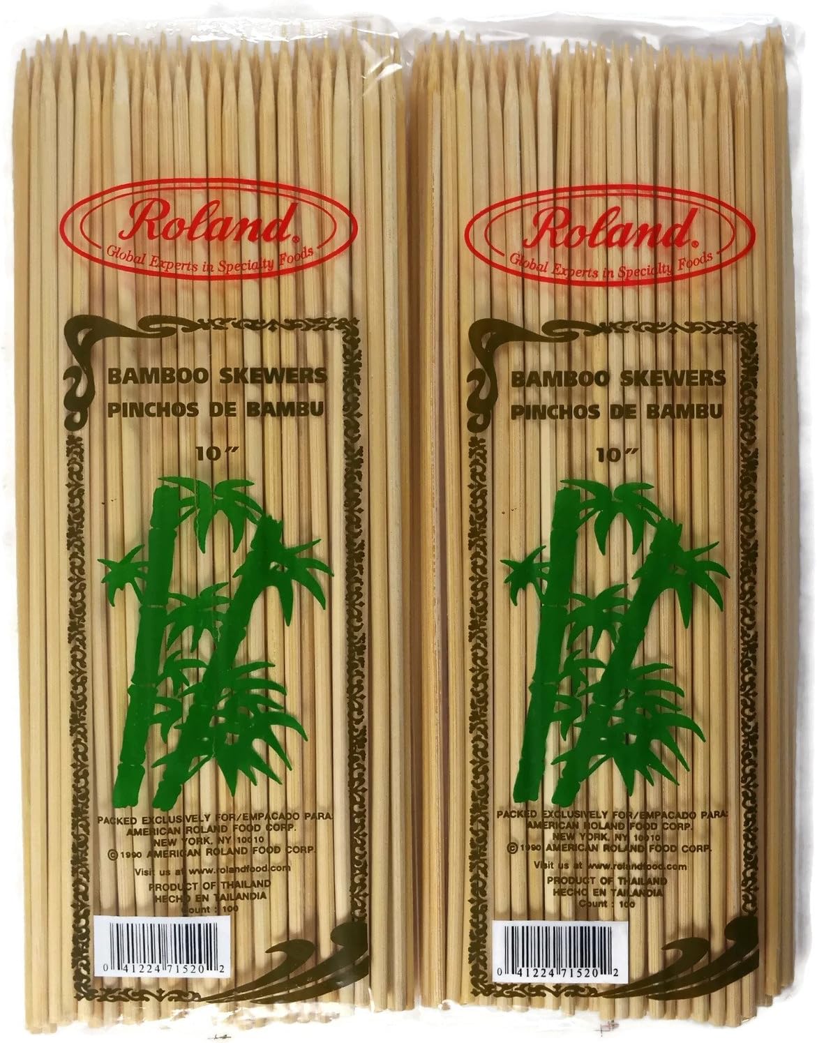 Roland Bamboo Skewers 10 Inches Long, 4mm, 100 Count Pack (2)