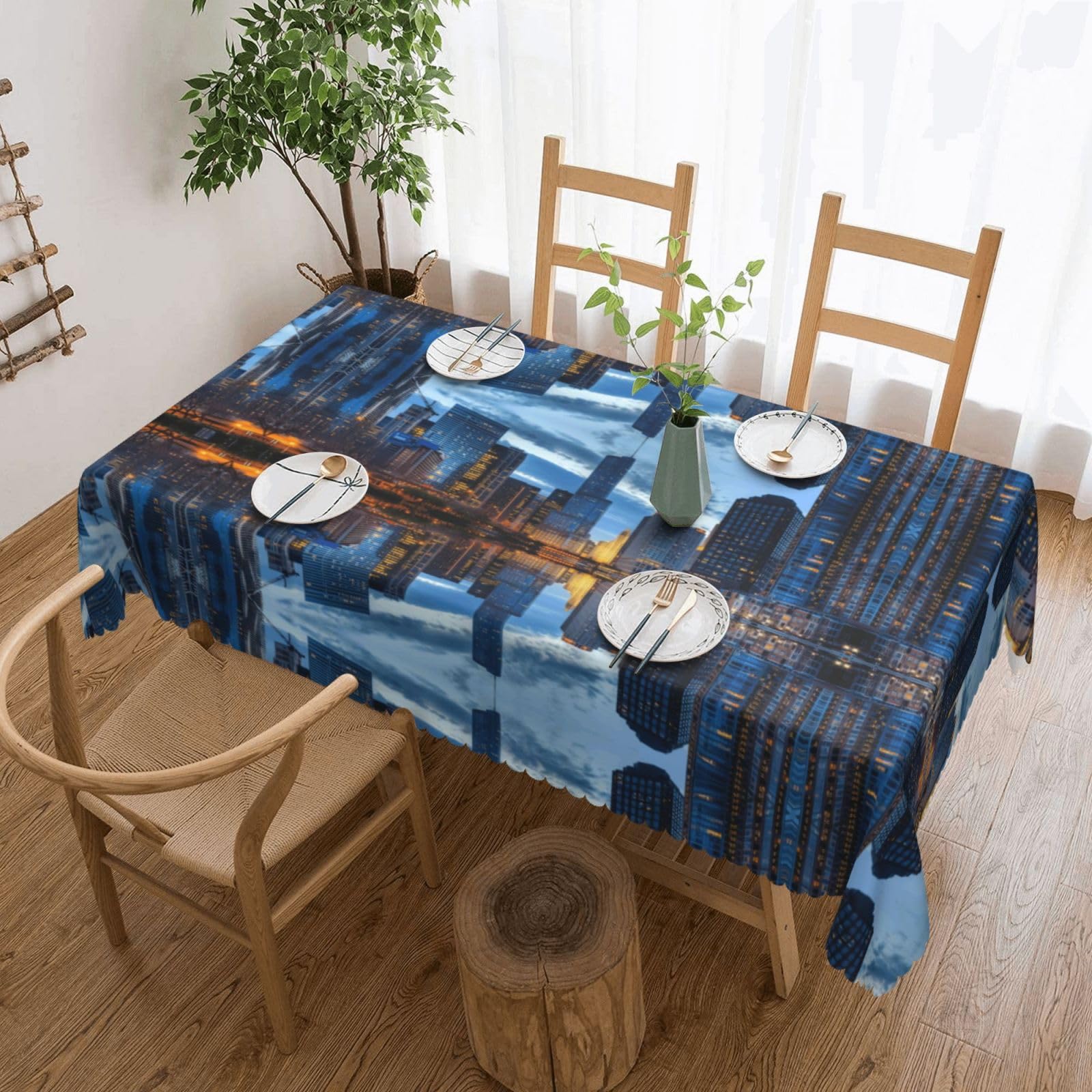 HLSBSSL Chicago Illinois Usa Patterned square lace tablecloth, wrinkle-resistant and durable, suitable for dining tables, parties, etc.
