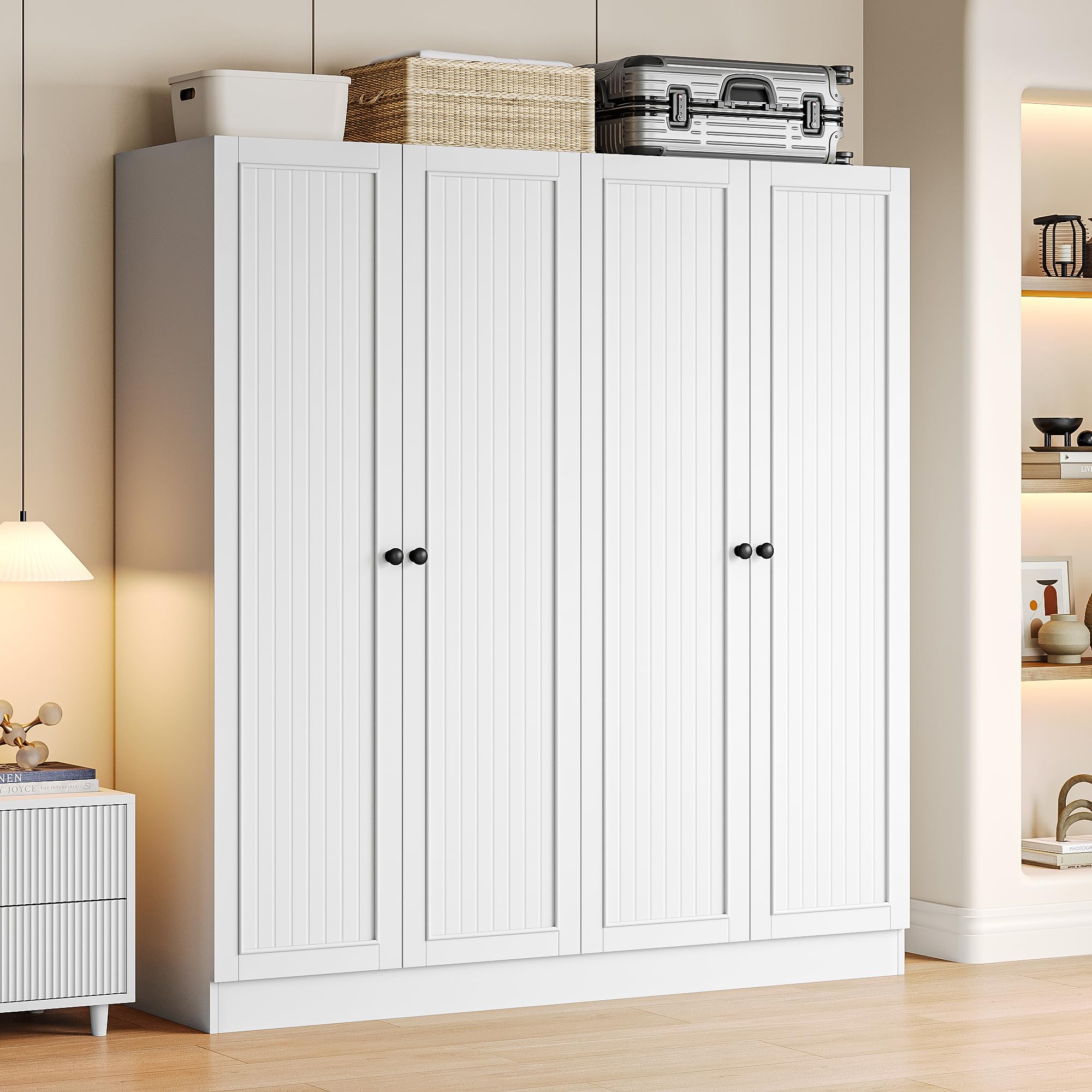 Four-Door Wardrobe Cabinet with Drawers