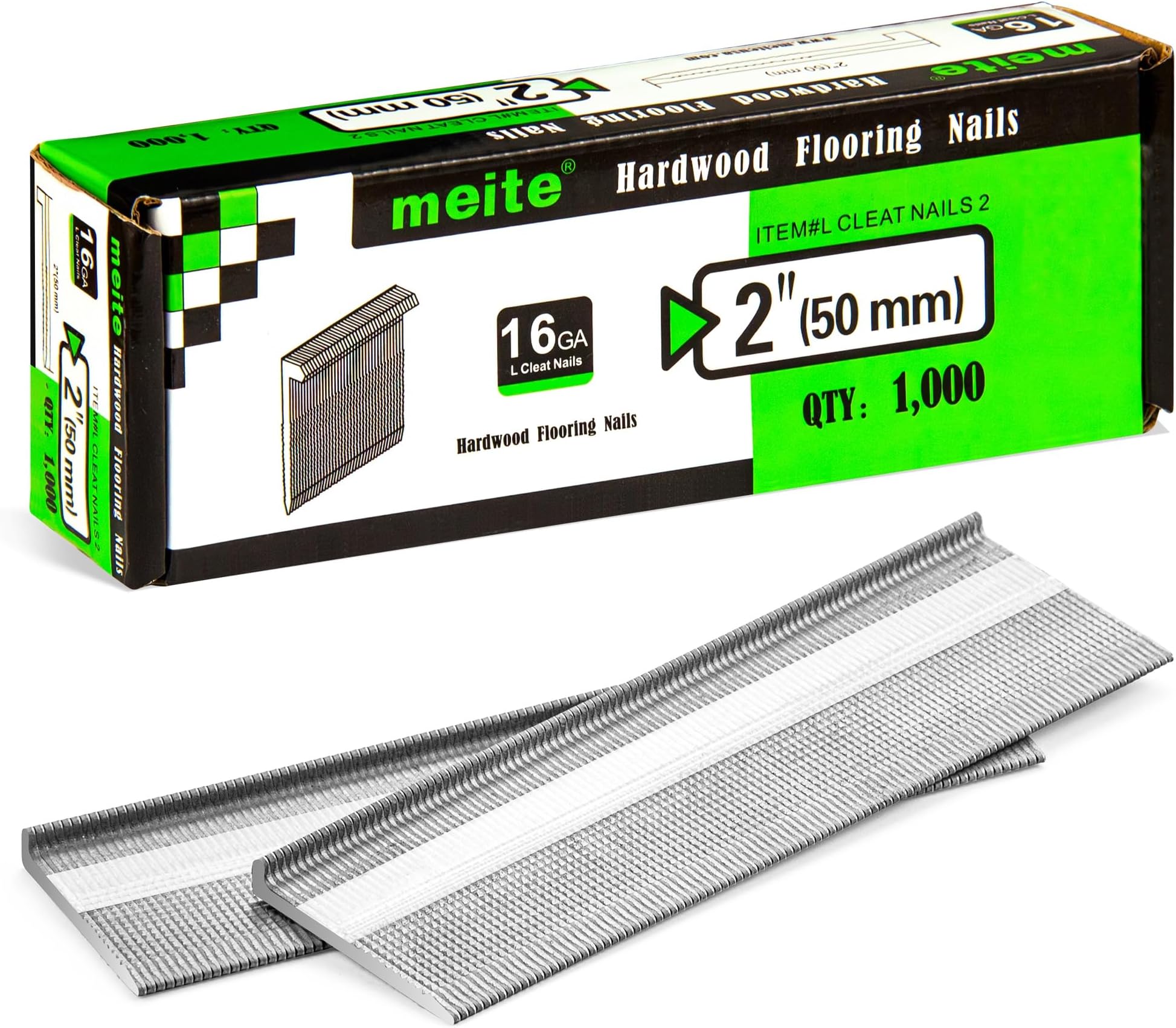 - 16 Gauge Flooring Nails 2 Inch, 16GA L Cleat Nails Hardwood Flooring Nails for Flooring Nailer Gun (1,000 Counts)