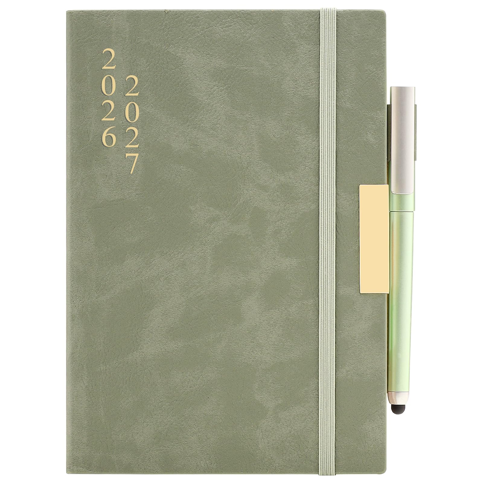 2026-2027 Diary A5 Page a Day,Diary 2026-2027 from Aug to Aug,13Months Planner,Hardcover Daily Planner with Colorful Monthly Tabs,Pen,Pen Loop, Inner Pocket, Bookmarks (Green) — image 1