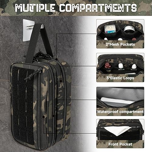 Miniatura 4 de QT&QY Neceser táctico para hombre, bolsa de higiene EDC herramienta militar Molle bolsas pequeñas Dopp Kit de afeitado para hombre Bolsas de ducha