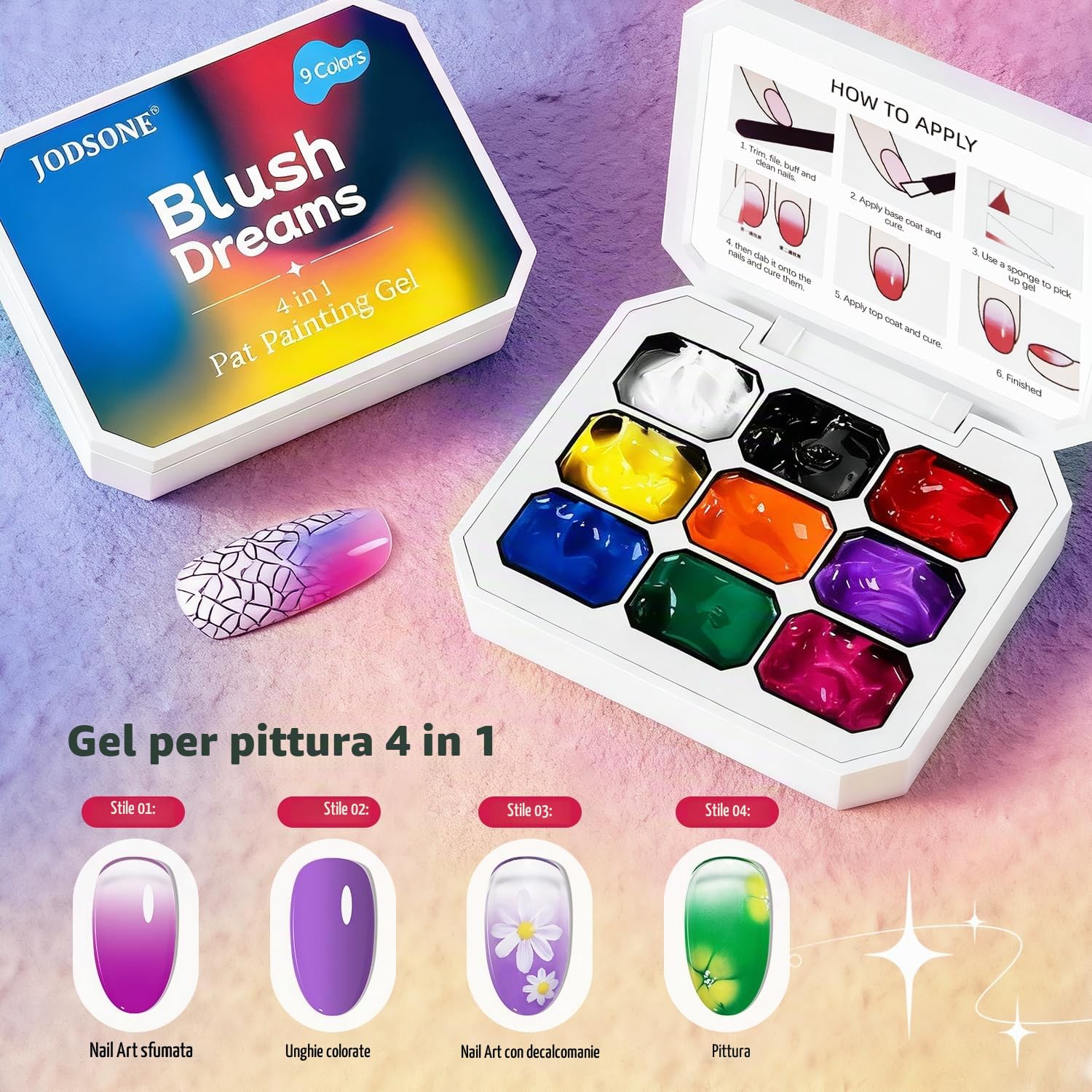 JODSONE Set di 9 colori di smalti gel per unghie French Gradient Gel Nail Blush per nail art fai da te a casa