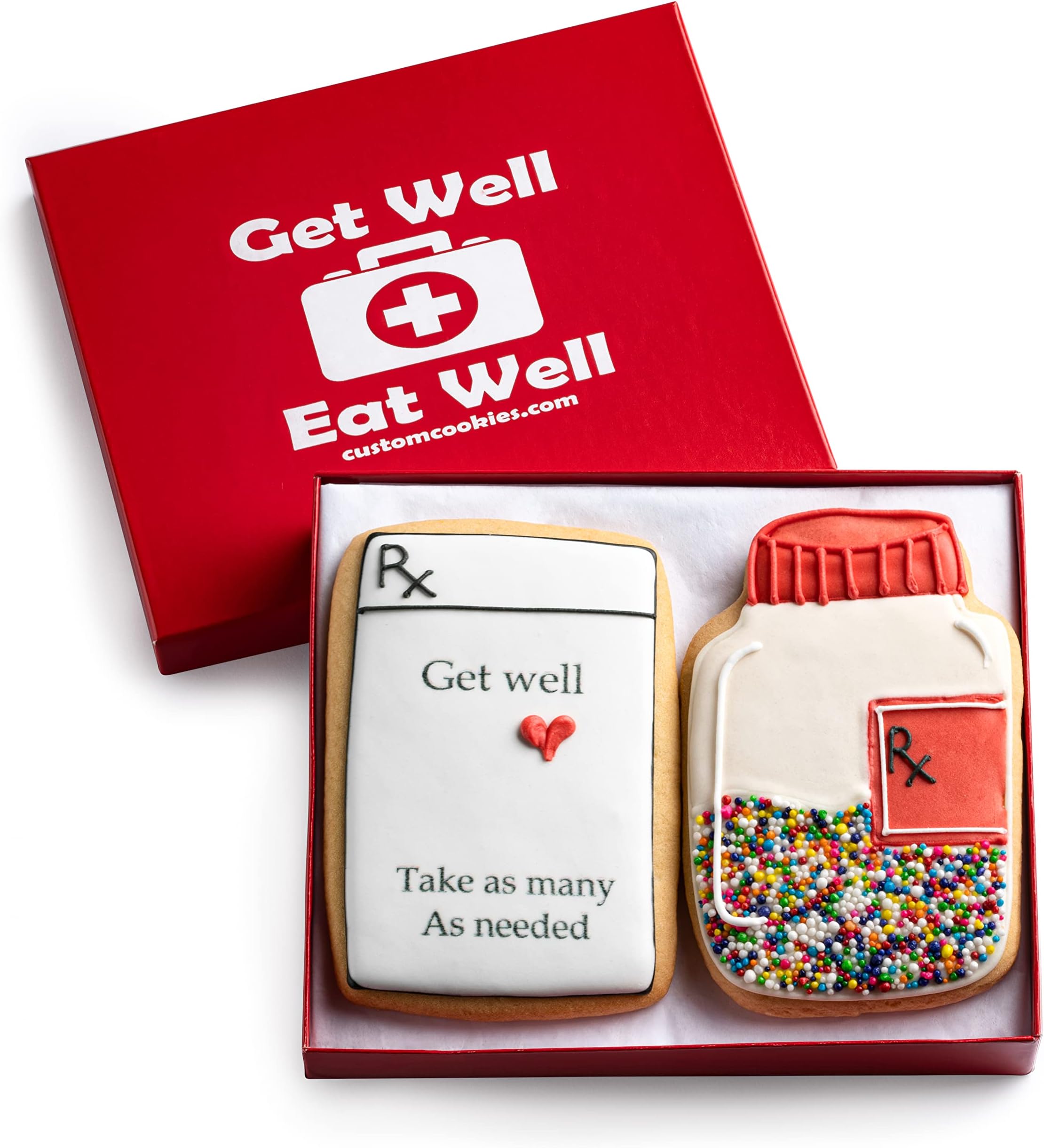 Custom Cookies Get Well Cookies - Set of 2 Kosher Decorated Vanilla Sugar Cookies - Express Feel Better Wishes for Men, Women, and Kids - After Surgery Gift, Get Well Soon Gifts for women Care Package