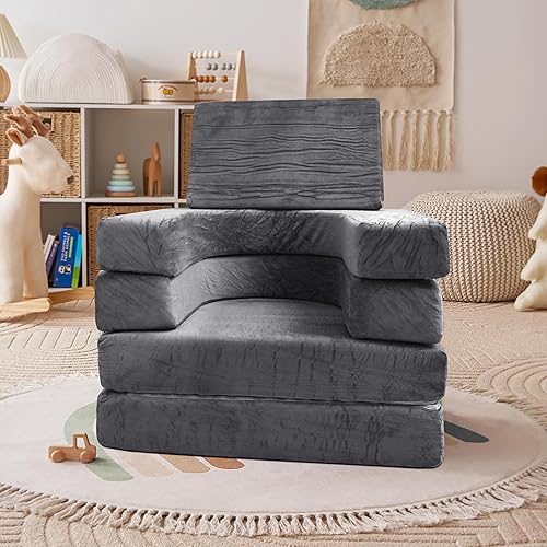 Miniatura 2 de Sofá modular de juego para niños de 10 piezas con 6 bolas inflables, sofá convertible de espuma y cojín de suelo para niños y niñas, sofá de juego