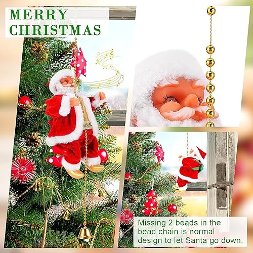 Miniatura 9 de Escalera eléctrica de Papá Noel para escalar hacia arriba y hacia abajo, figura creativa de Papá Noel de felpa con bolsa, Papá Noel musical en