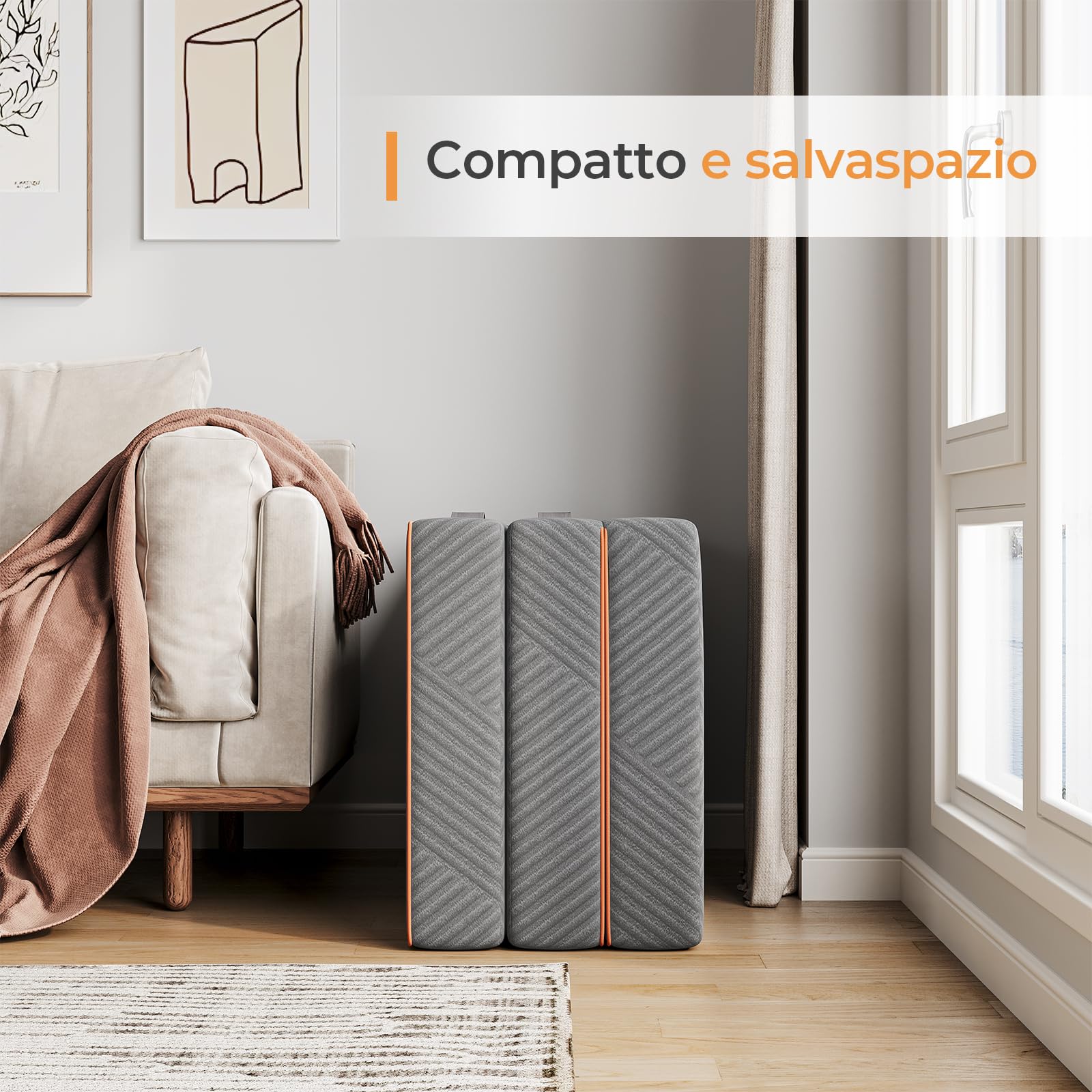 Vesgantti Materasso Pieghevole in Gel Memory Foam (Tri-Fold), Adatto per il Viaggio, il Campeggio, il Letto per gli Ospiti