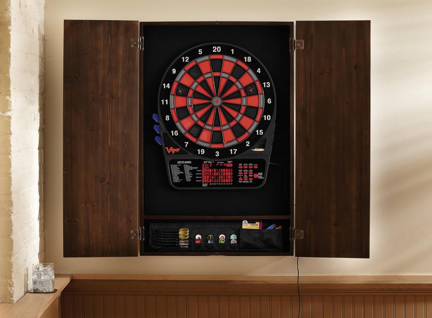 Viper by GLD Products Metropolitan Solid Wood Electronic Soft Tip Dartboard Cabinet: Cabinet Only (No Dartboard), Espresso Finish, One Size (40-0408) : Sports & Outdoors