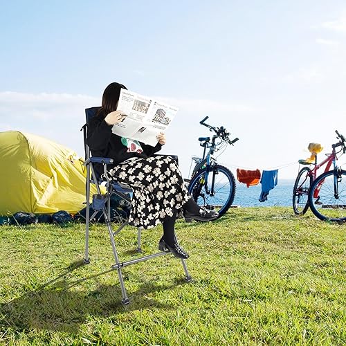 Miniatura 8 de Extra Tall Folding Chairs for Adults 330lbs, Portable Bar Height Foldable Director Chairs for Camping Outside, Comfortable with High Back and
