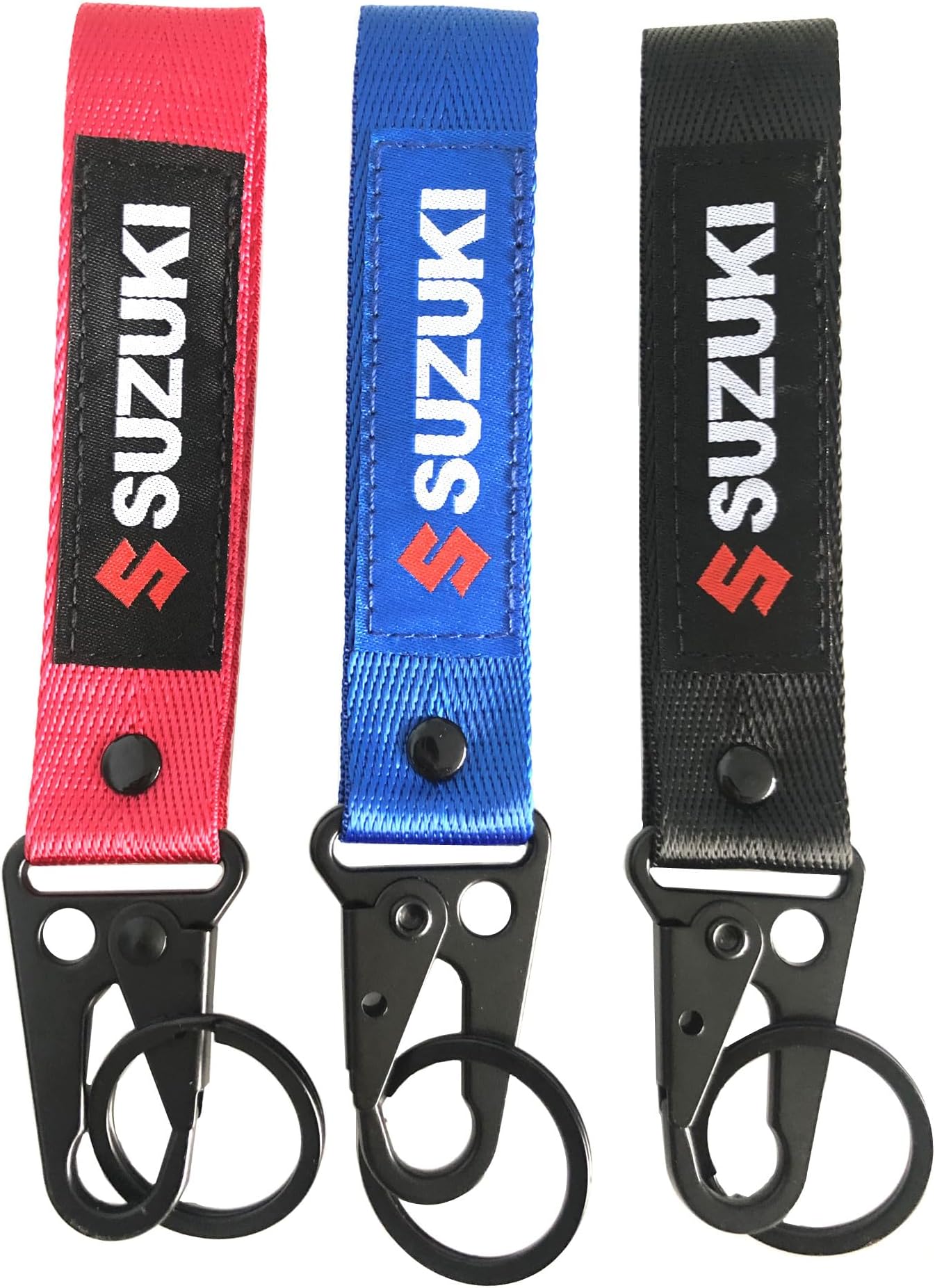 MELD 3 Pcs Motorcycle Key Chain Embroidered Double Sided Label Tag Key Ring Keyring Accessory Karabiner Shackle for Suzuki GSX-R