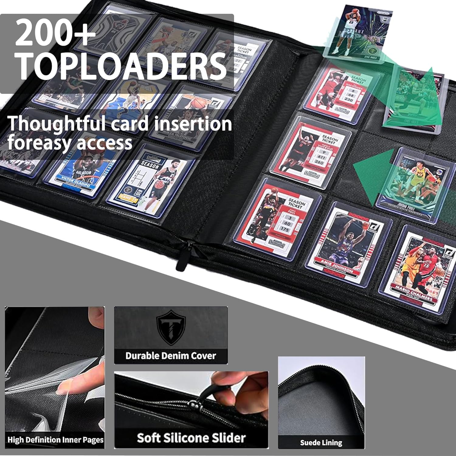 9-Pocket Trading Card Binder Album for Top Loader Cards – Holds 252 Cards, Compatible with 3" x 4" Sleeves, Card Holder for PTCG, Sports, TCG, Yu-Gi-Oh, MTG (Aque)