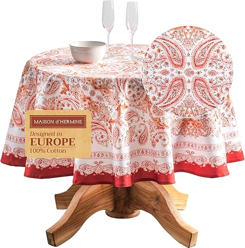 Maison d' Hermine Mantel 100% algodón para mesas redondas de cocina, comedor, fiestas, bodas, Acción de GraciasNavidad (63 pulgadas de diámetro),