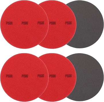 Bowling Ball Sanding Pads, Hook and Loop Sanding Sponge Discs - Fitting for (Bowling Ball Polisher - Orbital Sander - Resurfacing) Grit 1500 & 5 Inch & 6 Pack