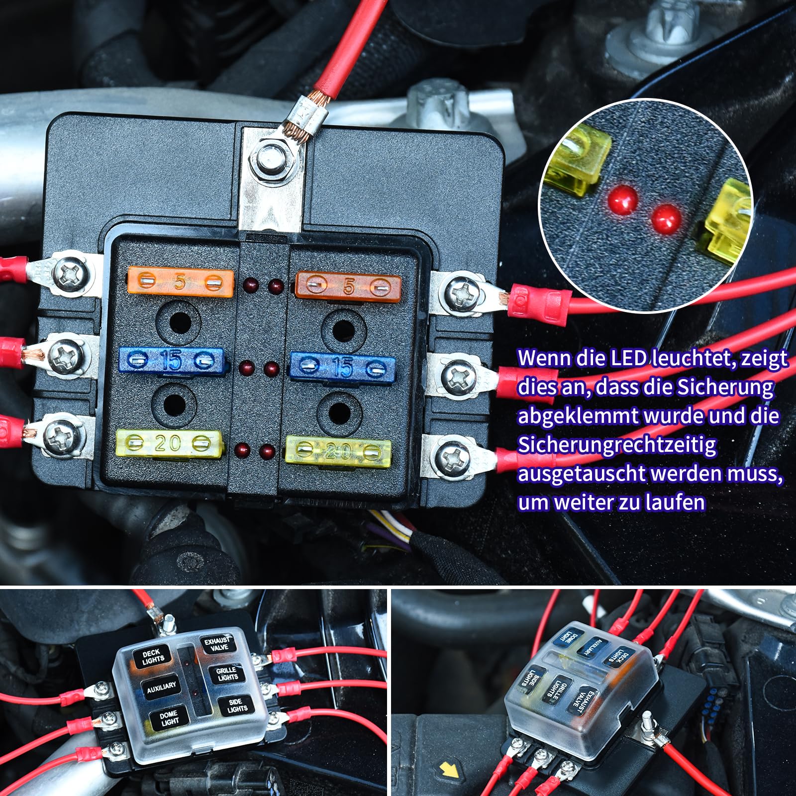 6-FACH KFZ SICHERUNGSHALTER Auto Sicherungskasten LKW Boot Sicher 12V - 32V DE EUR 12,82