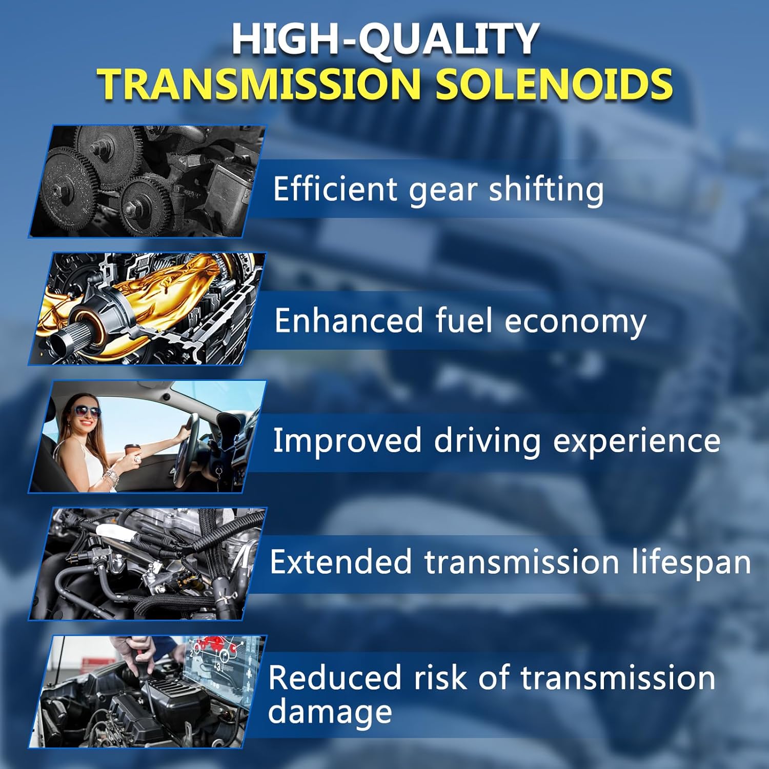 RE5R05A Transmission Control Solenoid Kit 7pcs Transmission Solenoids Fit for 2010-2011 Genesis Coupe 2.0L, Fit for 2005-2011 Armada 5.6L, Replace OE RE5R05A 319411FX02(Refurbished Parts)