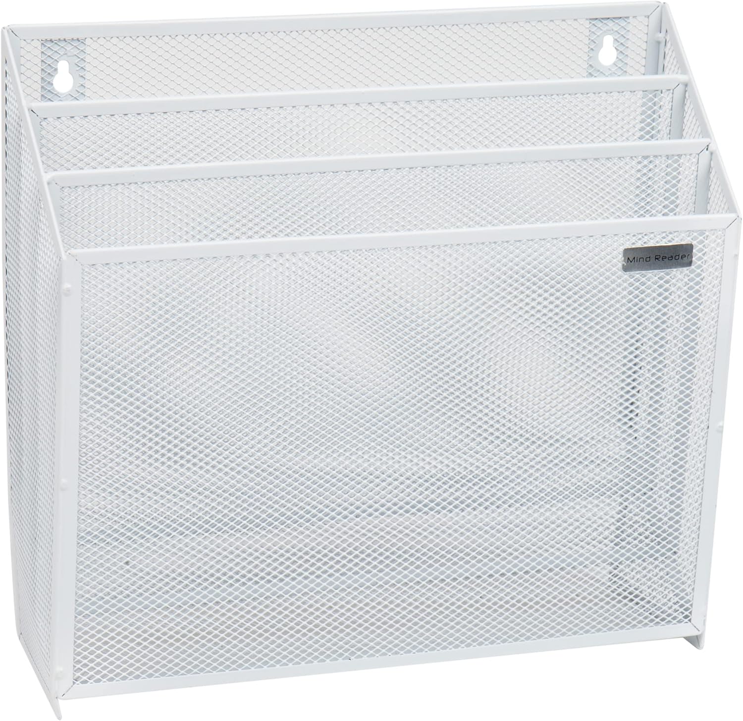 Mind Reader Network Collection, 3-Tier, 3 Compartment Vertical File Storage, Desktop Organizer, Wall Mountable, File Organization, Metal Mesh, White : Office Products