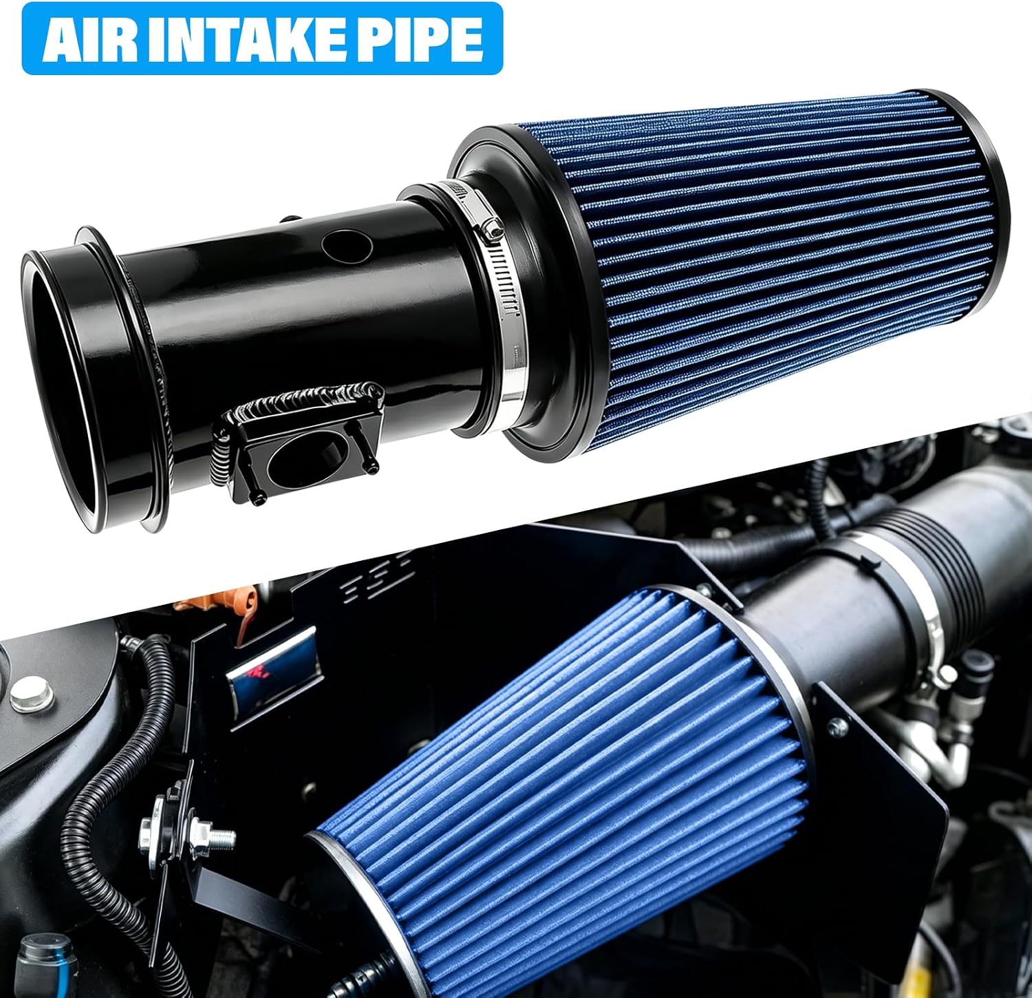6.4L Power Stroke Cold Air Intake Pipe with Oiled Filter Compatible With 2008-2010 Ford F-250 F-350 F-450 Super Duty