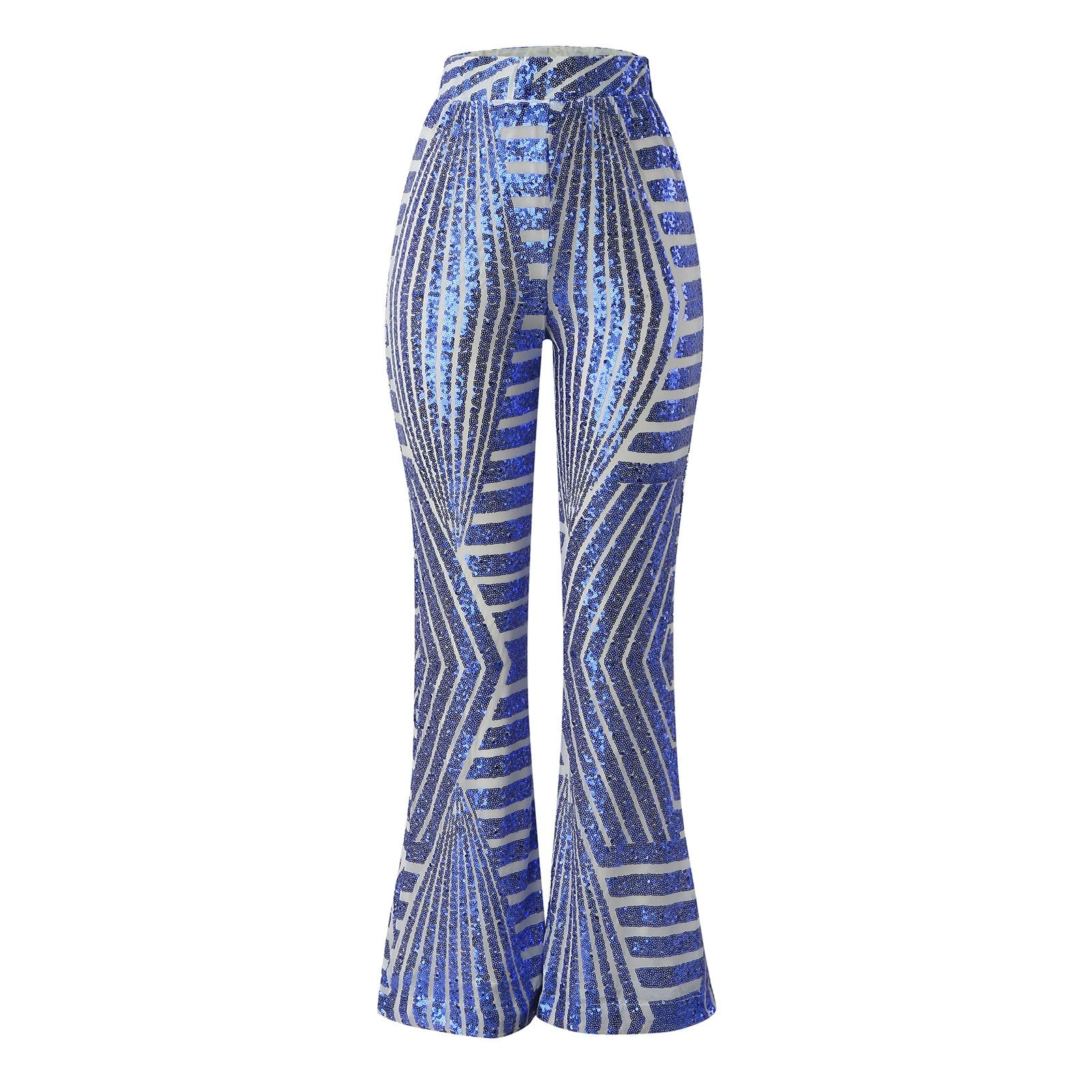 Pantaloni Glitterati Donna Elegante con Paillettes Zampa Elasticizzati Completo Larghi Casual Pantaloncini Scintillii Pantalone A Vita Alta Curvy Culotte