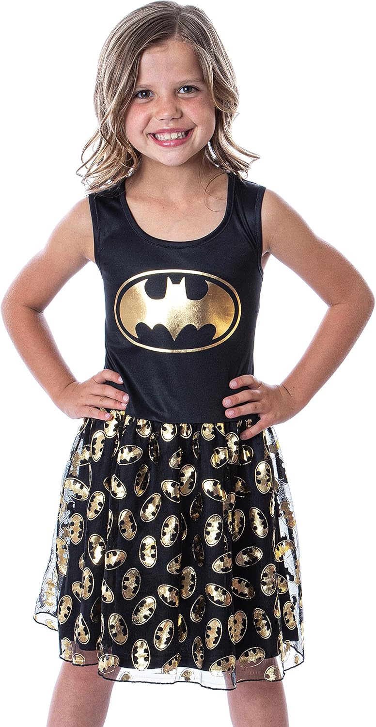 DC Comics Girl's Batman Logo Tank Nightgown Costume Pajama Dress
