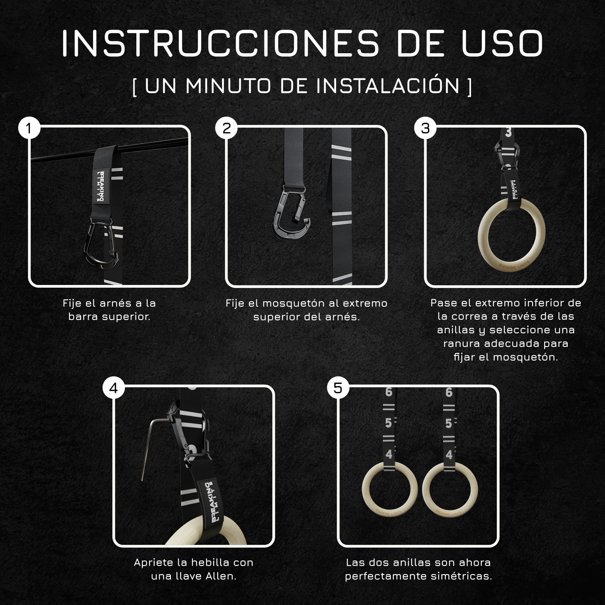 BREAKING LIMITS Anillas Gimnasia - Anillas Calistenia - Gymnastic Rings para Crossfit y Fitness