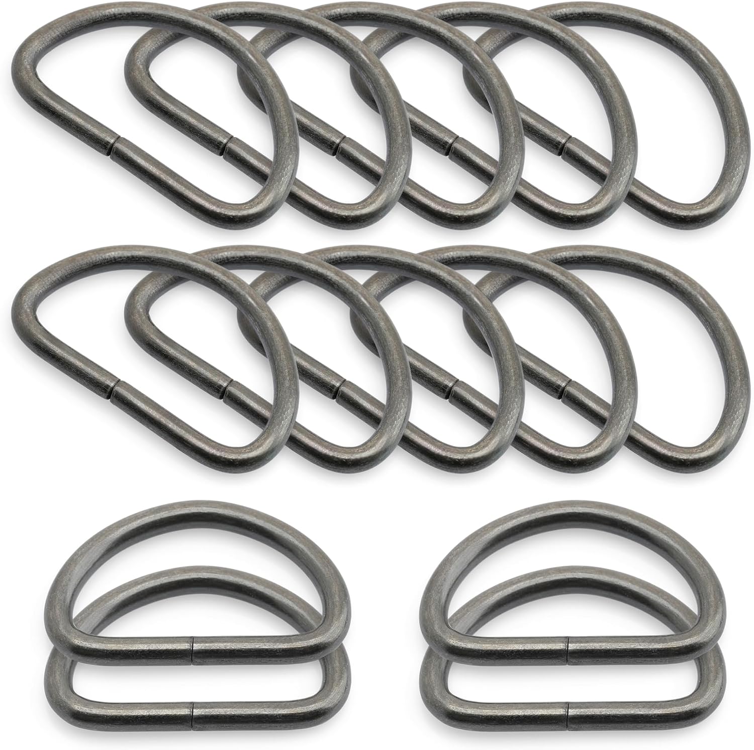 CRAFTMEMORE 1 1/4 & 1 1/2 Inches D-Ring Findings Metal Non Welded D Rings for Belts Bags Lanyard Leathercraft Avail 4 Colors (1 1/2" x 20 pcs, Gunmetal)