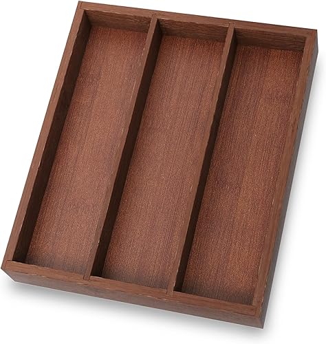 Miniatura 10 de Organizador de cubiertos de bambú para cajones de cocina, organizador de utensilios de cocina, bandeja organizadora de cubiertos para cubiertos,