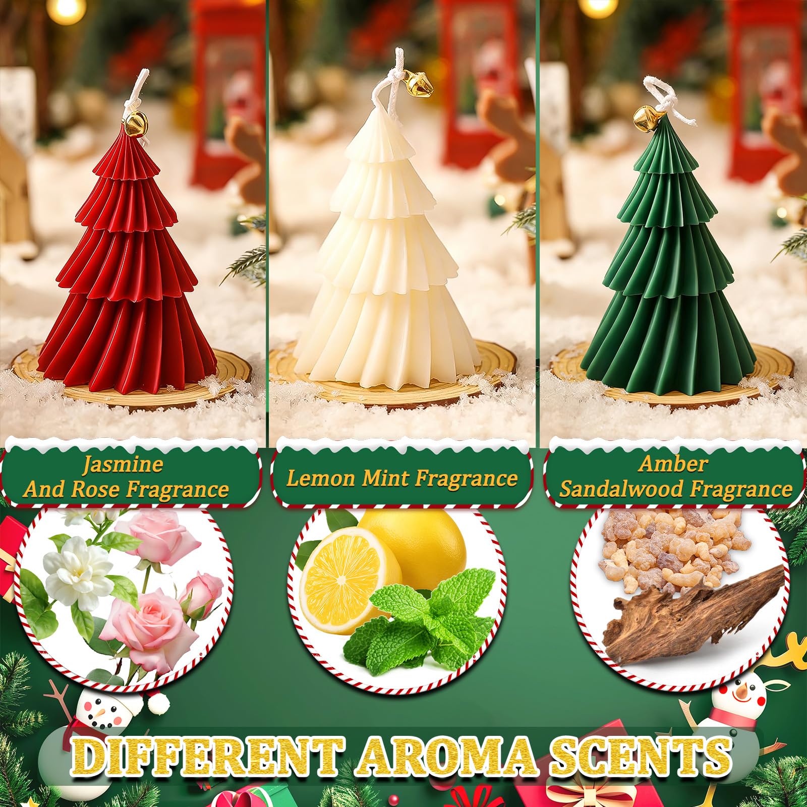 Candela Profumata A Forma Di Albero Di Natale - Lunga Durata, Per Decorare Casa In Inverno, Feste E Atmosfera