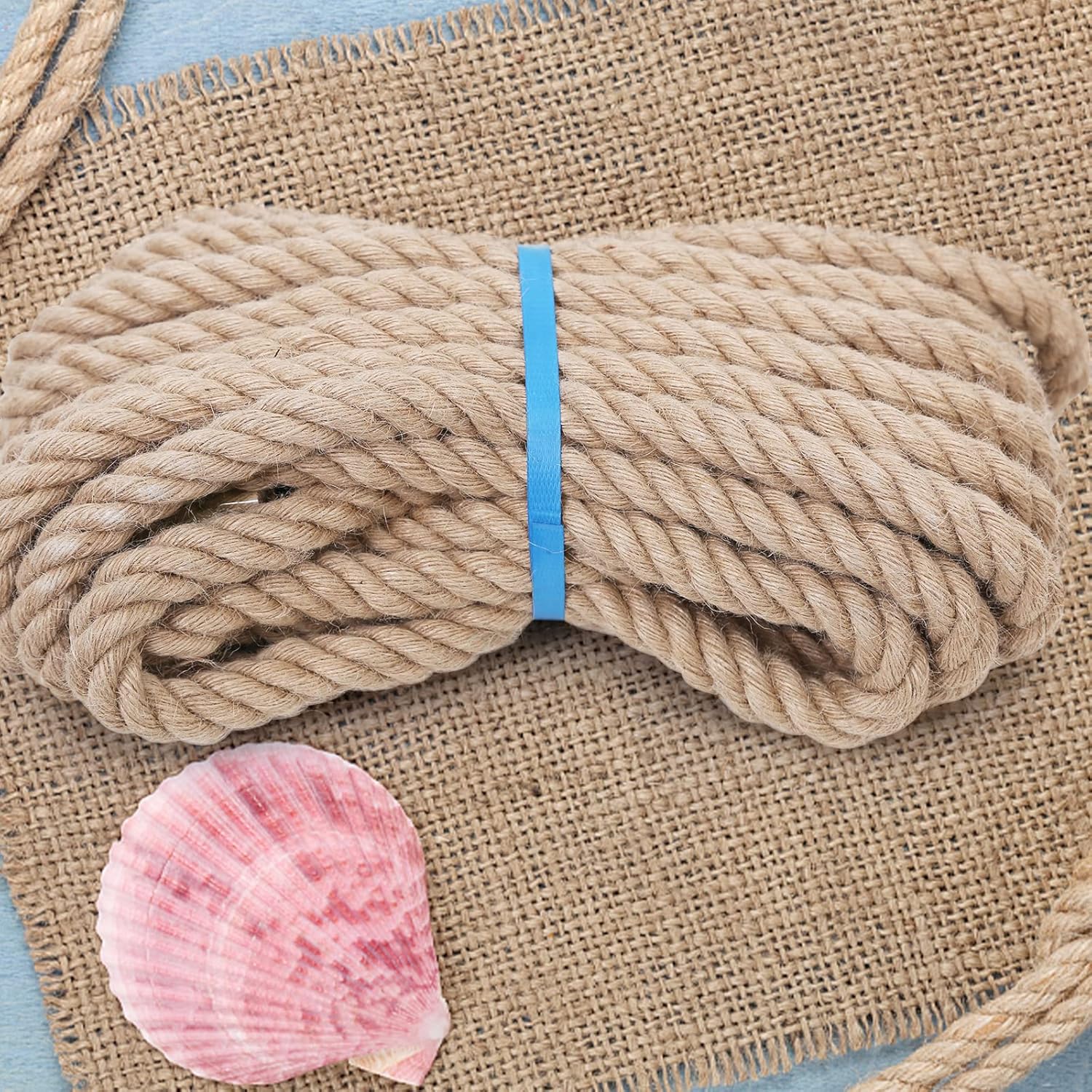 Jute Rope,5/8 inch x 100 FT Natural Twisted Manila Heavy Duty Hemp Ropes for Crafts,Swing for Tree,Gardening, Bundling, Hammock, Nautical, Tug of War, Railings, Home Decorating