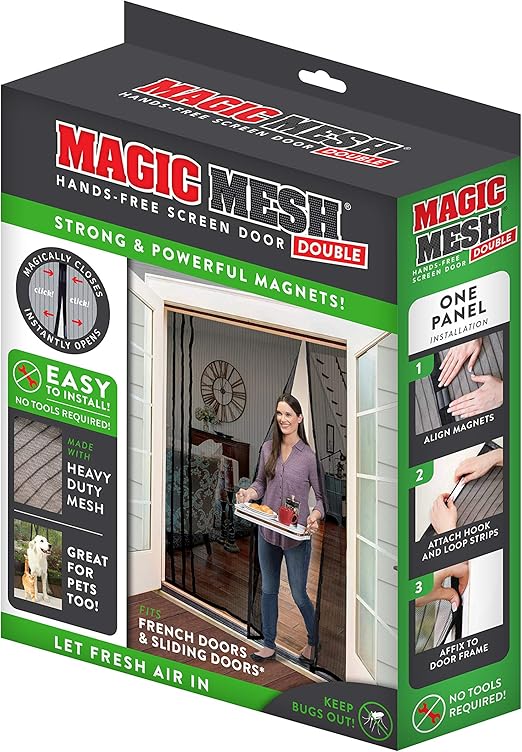 Amazon Magic Mesh マジックメッシュ ダブル ハンズフリー マグネット式スクリーン フレンチ スライドドアにフィット 75インチ X インチ ドア用金物