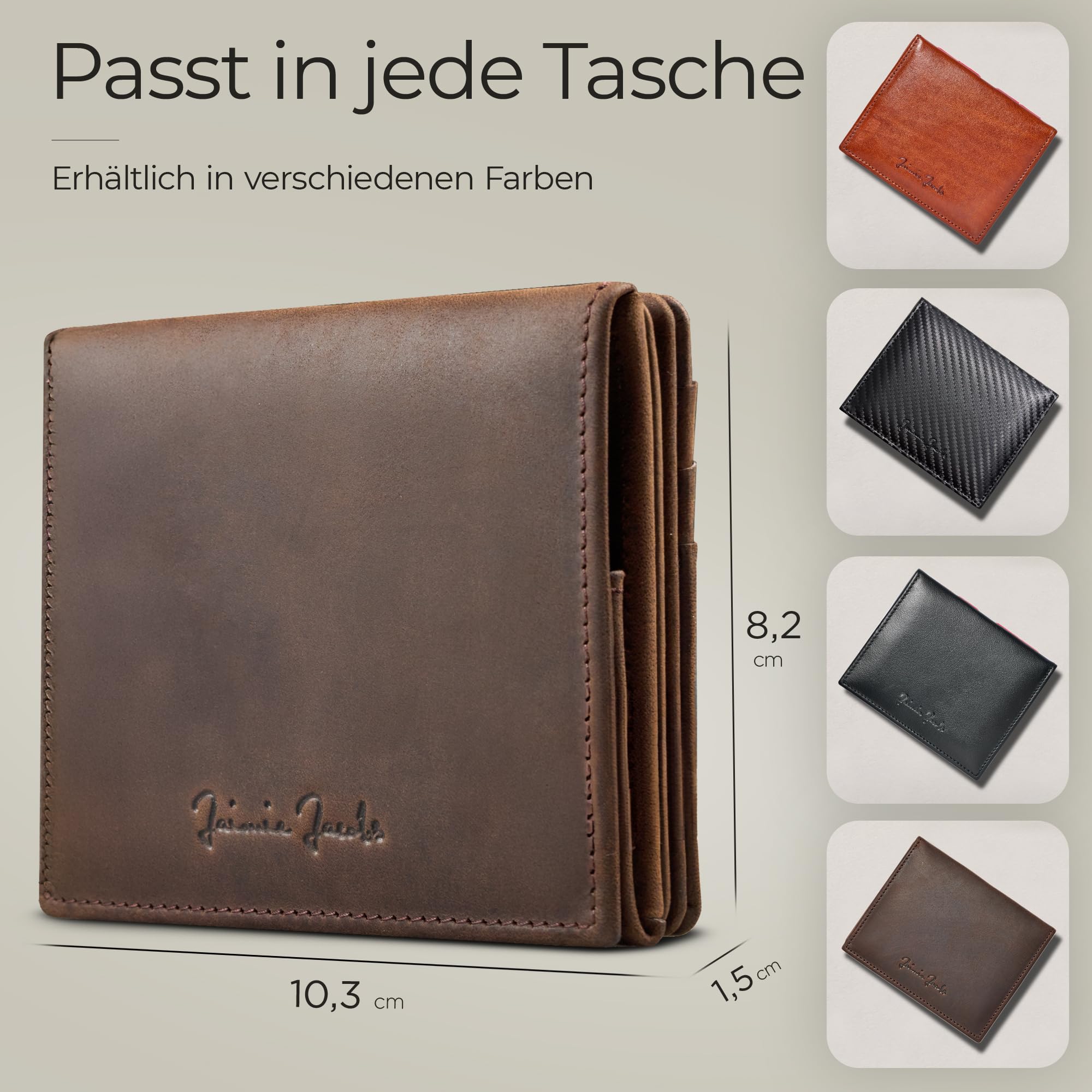 Jaimie Jacobs Flap Boy - Das Original Magic Wallet mit Münzfach RFID-Schutz Magischer Geldbeutel magisches Portemonaie Brieftasche mit Kleingeldfach Herren echtes Leder (Büffelleder Braun)