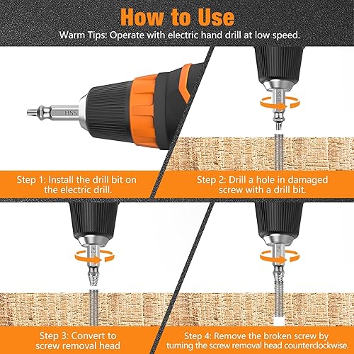 Miniatura 5 de Nuovoware Juego de Extractor de Tornillos Dañados, 6 Piezas Easy Out Herramientas de Broca para Tornillos Pelados, Tuercas y Pernos, Kit Extractor