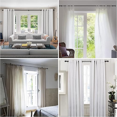 Miniatura 6 de Barra de cortina telescópica, de 34-84 pulgadas y 1 pulgada de diámetro, barras de cortina ajustables para ventana con soporte, barra individual