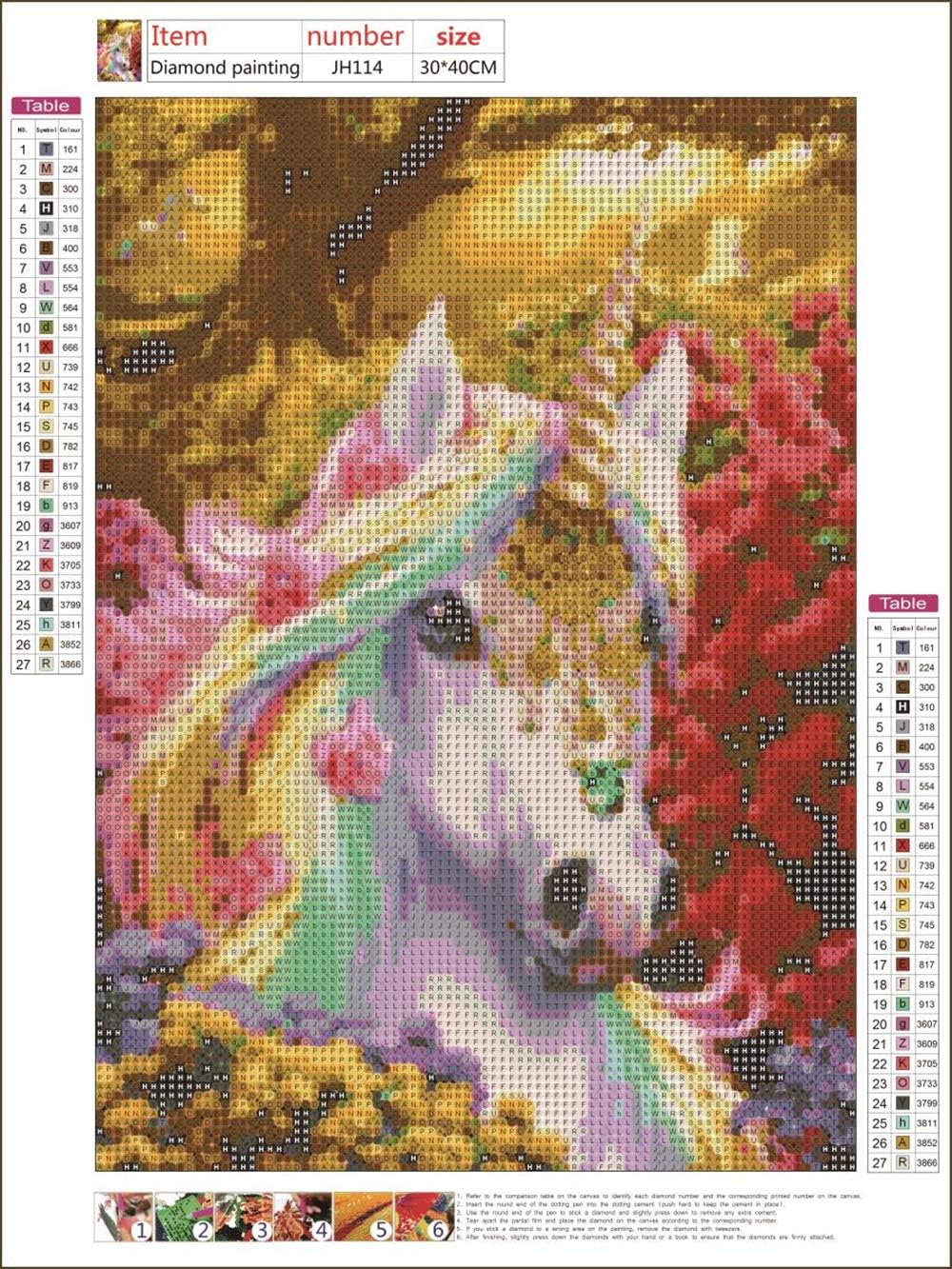 5D Full Drill Diamond Painting Kit Gem Art Kit Unicorn DIY Diamond Rhinestone Painting Kits Cross Stitch Kits for Adults and Beginner Embroidery Arts Craft Home Decor 12X16 inches