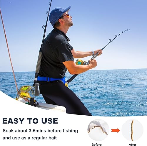 Miniatura 4 de M MACKEREL Señuelos de pesca para agua dulce y salada, cebo de pesca de gusano de arena liofilizado para trucha lubina, gusano de arena para pesca