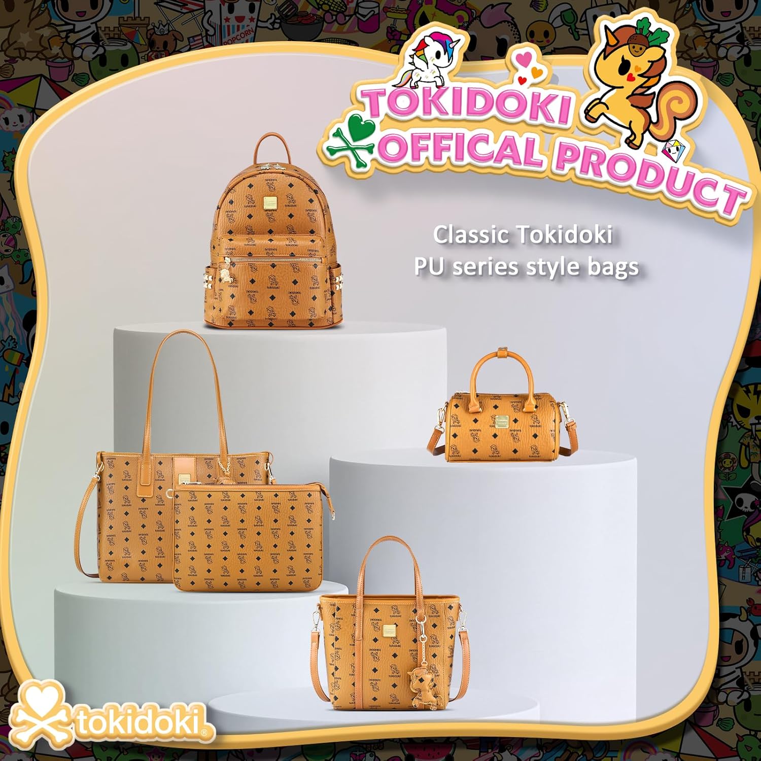tokidoki Tote Bag for Women PU Leather Shoulder Bag with Strap Unicorno Hobo Tote Handbag for Trave Work