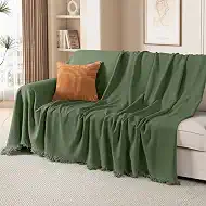 TAOCOCO Couch Covers for Pets Heavy Duty Couch Cover for 2 Cushion Couch Sectional Sofa Covers Durable Throw Couch Cover for Dogs, Kids, Washable Sofa Slipcovers with Tassels (71''x118'' Forest Green)