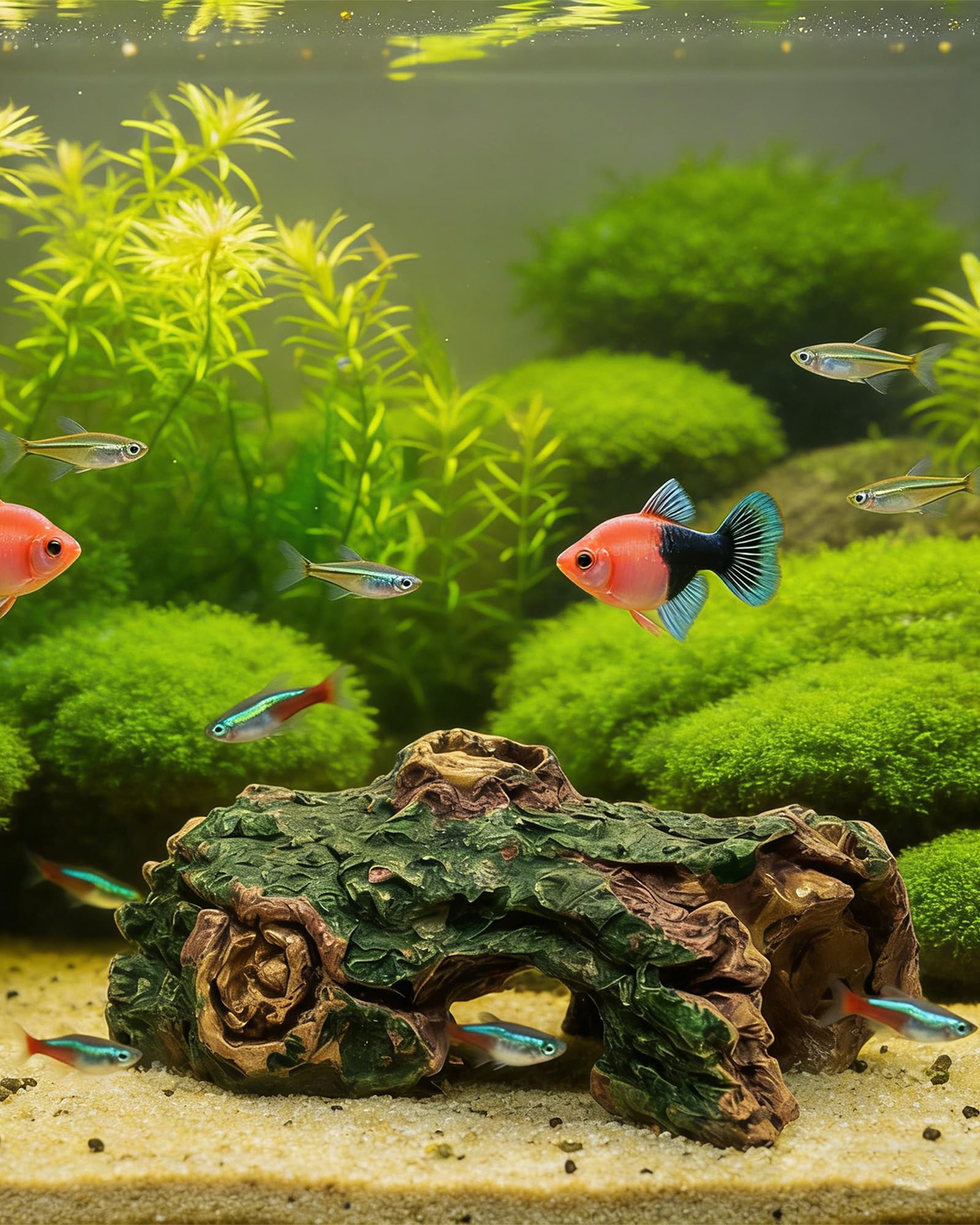6 Piezas Decoración para Acuario con Cueva y Barril, Tronco Hueco Decorativo de Poliresina, Cueva de Resina, Decoración de Paisaje para Escondite de Reptiles y Hábitat de Peces Betta — view 3