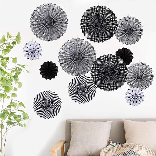 Miniatura 7 de ONUPGO Juego de 12 abanicos de papel, decoración de fiesta, decoración mexicana, para boda, cumpleaños, compromiso, despedida de soltera, baby