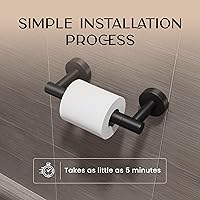 Vista 4 de Day Moon™ Portarrollo de papel higiénico, color negro mate, montaje en pared, moderno, para baño